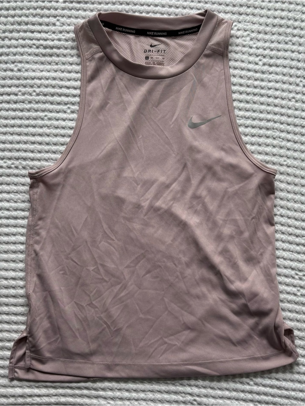 Nike Dri-FIT Running Tank Reflective Swoosh Mauve Pink Gym Workout - XS